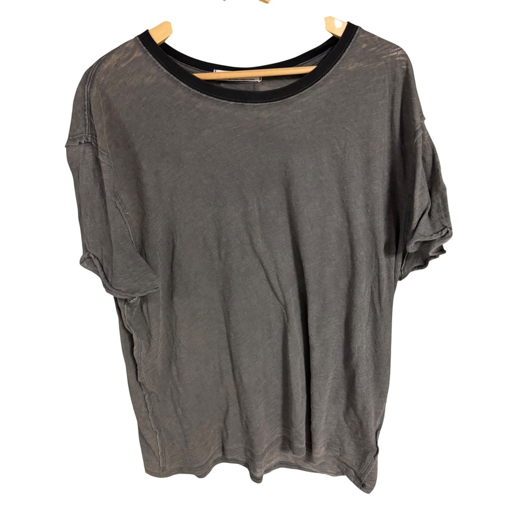 We The Free Mens Gray Slub Knit Short Sleeve T-Shirt Relaxed Fit Medium - Picture 2 of 8